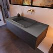 MONDIAZ ERIN Ensemble de meuble salle de bain - 100cm - Marron foncé - 1 tiroir - lavabo centré - 0 trous de robinet - Gris foncé SW698249