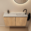 MONDIAZ TURE-DLUX Meuble WC 80cm Washed Oak. Lavabo EDEN Opalo position droite. Avec 1 trou de robinet. SW1104614
