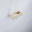 FugaFlow Efficiente Ensemble fontaine Pietra - 37,5x18,5x9cm - céramique - trou de robinet à gauche - robinet de fontaine blanc mat - bouchon de vidange - siphon abaissé - Beige mat SW1442329