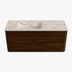 Mondiaz CIRO-DLUX Badkamermeubelset - 120x45x50cm - Solid surface wastafel Nata - 1 wasbak Links - zonder kraangaten - 2 lades - Walnut SW1530551