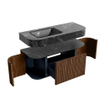 MONDIAZ THOR-DLUX Meuble de salle de bains - 110cm - arrondi gauche + droite - couleur Walnut - 1 tiroir et 2 portes - Vasque suspendue CLOUD Gauche sans trou de robinet - couleur Lava SW1462767