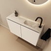 MONDIAZ TURE-DLUX Meuble toilette - 80cm - Talc - EDEN - vasque Ostra - position droite - 1 trou de robinet SW1104674