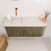 Mondiaz JOYA-DLUX 81.6cm meuble de toilette - arrondi droit couleur Dusk - Vasque FAYE position Gauche Sans trou de robinet couleur Ostra. SW1423411