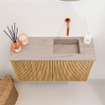 Mondiaz JOYA-DLUX 70cm toiletmeubel - kleur Oak - Wastafel FAYE positie Rechts Zonder kraangat kleur Saba. SW1424167