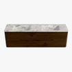Mondiaz CIRO-DLUX Ensemble de meubles de salle de bains - 170x45x50cm - plan vasque Solid Surface Glace - 2 vasques Double - sans trous de robinet - 4 tiroirs - Noyer SW1530298
