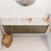 Mondiaz JOYA-DLUX 123.2cm toiletmeubel - ronding links en rechts kleur Dusk - Wastafel FAYE positie Midden 1 kraangat kleur Ostra. SW1423441