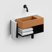 Clou Flush open kast 44x18x20.5cm met handdoekhouder links gepoedercoat rvs zwart SW358027
