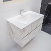 Mondiaz VICAB meuble de salle de bain - 80cm - meuble sous-vasque carrara - 2 tiroirs - lavabo cloud milieu - 1 trou de robinet - version XL 60cm haut SW1090257