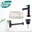 FugaFlow Eccelente Arredo fonteinset - 22x40x10cm - 1 kraangat - rechts - marmer - fonteinkraan zwart mat - wit - Black Friday - SW1125337