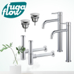 FugaFlow Eccelente Sobrado Slim Kit robinet lavabo - pour double vasque - robinet rehaussé - bonde non-obturable - siphon design - Chrome brillant SW1124442