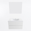 Mondiaz VICA ensemble de meuble de salle de bain - 80cm - meuble sous-vasque talc - 2 tiroirs - lavabo denia milieu - 1 trou de robinet - couleur Blanc Brillant - miroir LED - version XL 60cm haut SW1091908