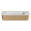 MONDIAZ KURVE-DLUX 170cm Meuble salle de bain avec module 25 G et D - couleur Oak - 1 tiroir - 2 portes - vasque BIG LARGE centre - sans trou de robinet - couleur Opalo SW1137567