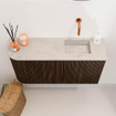 Mondiaz JOYA-DLUX Meuble de toilette 81,6cm - arrondi gauche couleur Noyer - Vasque FAYE position Droite Sans trou de robinet couleur Opalo SW1422542