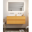 Mondiaz VICA ensemble de meuble de salle de bain - 120cm - meuble sous-vasque ocre 4 tiroirs - lavabo nuage double - sans trou de robinet version XL 60cm de haut SW1089714