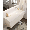 Mondiaz VICA ensemble de meuble de salle de bain - 120cm - meuble sous-vasque lin - 4 tiroirs - lavabo lune droite - sans trou de robinet - miroir LED - version XL 60cm haut SW1098374