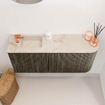 Mondiaz JOYA-DLUX 91.6cm toiletmeubel - ronding rechts kleur Shadow - Wastafel FAYE positie Links 1 kraangat kleur Frappe. SW1422733