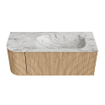 MONDIAZ KURVE-DLUX 115cm Meuble salle de bain avec module 25 G - couleur Oak - 1 tiroir - 1 porte - vasque BIG SMALL droite - 1 trou de robinet - couleur Glace SW1137965