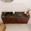 Mondiaz JOYA-DLUX Meuble de toilette 90cm - couleur Ruby - Vasque FAYE position Gauche 1 trou de robinet couleur Lava. SW1423676