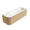 MONDIAZ KURVE Meuble de salle de bains 135 cm avec module 25 L couleur Oak avec 1 tiroir et 1 porte. Lavabo BIG MEDIUM droit sans trou de robinet Talc. SW1138214