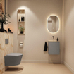 MONDIAZ TURE-DLUX Meuble toilette - 40cm - Smoke - EDEN - vasque Frappe - position centrale - sans trou de robinet SW1103047