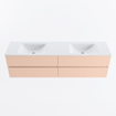 Mondiaz Vica ensemble de meuble de salle de bain - 180cm - meuble sous-vasque rosee - 4 tiroirs - lavabo cloud double - sans trous de robinet - version haute de 60cm - talc SW1083350