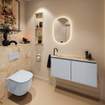 MONDIAZ TURE-DLUX Meuble toilette - 100cm - Clay - EDEN - vasque Frappe - position gauche - 1 trou de robinet SW1102687
