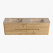 Mondiaz CIRO-DLUX Badkamermeubelset - 170x45x50cm - Solid surface wastafel Arena - 2 wasbak Dubbel - zonder kraangaten - 4 lades - Oak SW1531360