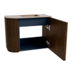 Mondiaz JOYA-DLUX 51.6cm toiletmeubel - ronding links kleur Walnut - Wastafel FAYE positie Rechts Zonder kraangat kleur Arena. SW1424360