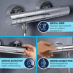 GROHE Precision Get QuickFix Doucheset - thermostatische douchekraan - met glijstangset - 60cm - ronde handdouche - 1 straalsoort - gladde doucheslang - chroom SW1028246
