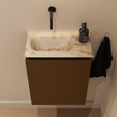 MONDIAZ TURE-DLUX Meuble toilette - 40cm - Rust - EDEN - vasque Frappe - position gauche - sans trou de robinet SW1103007