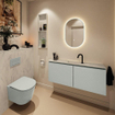 MONDIAZ TURE-DLUX Meuble toilette - 120cm - Greey - EDEN - vasque Opalo - position centrale - 1 trou de robinet SW1104328