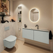 MONDIAZ TURE-DLUX meuble WC 120 cm Greey. Lavabo EDEN Opalo position milieu. Avec 1 trou de robinet. SW1104328