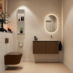 MONDIAZ TURE-DLUX Meuble toilette - 100cm - Rust - EDEN - vasque Opalo - position droite - sans trou de robinet SW1105204