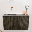 Mondiaz JOYA-DLUX 70cm toiletmeubel - kleur Shadow - Wastafel FAYE positie Links Zonder kraangat kleur Sombra. SW1425183