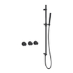Fortifura Nebbio Ensemble combiné bain - robinet thermostatique - barre de glissement avec coude mural intégré - flexible de douche lisse - douchette à main en barre - Remplissage-vidage de baignoire - noir mat SW1238063