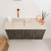 Mondiaz JOYA-DLUX 70cm meuble de salle de bains - couleur Shadow - Vasque FAYE position Gauche Sans trou de robinet couleur Frappe. SW1422688