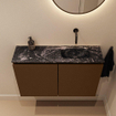 MONDIAZ TURE-DLUX Meuble toilette - 80cm - Rust - EDEN - vasque Lava - position droite - sans trou de robinet SW1104029