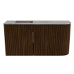 Mondiaz JOYA-DLUX Meuble de salle de bains 81,6cm - arrondi droit couleur Walnut - Vasque FAYE position Gauche Sans trou de robinet couleur Oza SW1424600