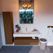 Mondiaz ALAN-DLUX Ensemble de meuble - 120cm - meuble Rust mat - 1 tiroir - Lavabo Cloud Opalo suspendu - vasque Centre - 1 trou de robinet SW806764