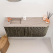 Mondiaz JOYA-DLUX 91.6cm toiletmeubel - ronding rechts kleur Shadow - Wastafel FAYE positie Links 1 kraangat kleur Saba. SW1425148
