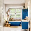 Mondiaz VICA ensemble de meuble de salle de bain - 130cm - meuble sous-vasque jeans - 2 tiroirs - lavabo moon droite - 1 trou de robinet - couleur talc - miroir LED - version XL 60cm de haut SW1092168