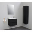 Basic Bella Meuble salle de bains avec lavabo acrylique Blanc 60x55x46cm sans trous de robinet Noir mat SW491706