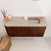 Mondiaz JOYA-DLUX Meuble de toilette 81,6cm - arrondi gauche couleur Ruby - Lavabo FAYE position Droite 1 trou de robinet couleur Saba SW1425614