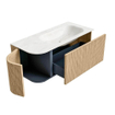 MONDIAZ KURVE-DLUX 105cm Meuble salle de bain avec module 25 G - couleur Oak - 1 tiroir - 1 porte - vasque BIG SMALL droite - 1 trou de robinet - couleur Ostra SW1137756