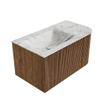 MONDIAZ KURVE-DLUX 85cm Meuble salle de bain avec module 25 D - couleur Walnut - 1 tiroir - 1 porte - vasque CLOUD gauche - 1 trou de robinet - couleur Glace SW1138013