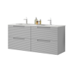Saniclass Prime Balance Ensemble meuble de salle de bains - 120x55x45cm - 2 vasques ovales en céramique blanc - 2 trous de robinet - 4 tiroirs - miroir rectangulaire - mat greige (gris) SW916237