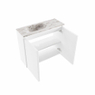 MONDIAZ TURE-DLUX Meuble toilette - 60cm - Talc - EDEN - vasque Glace - position gauche - 1 trou de robinet SW1103119