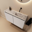 MONDIAZ TURE-DLUX Meuble toilette - 80cm - Linen - EDEN - vasque Glace - position droite - sans trou de robinet SW1103385