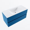 Mondiaz VICA ensemble de meuble de salle de bain - 100cm - meuble sous-vasque jeans - 2 tiroirs - lavabo cloud milieu - sans trous de robinet - version haute de 60cm - talc SW1084002