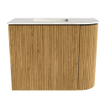 Mondiaz JOYA-DLUX 51.6cm toiletmeubel - ronding rechts kleur Oak - Wastafel FAYE positie Links Zonder kraangat kleur Ostra. SW1422285